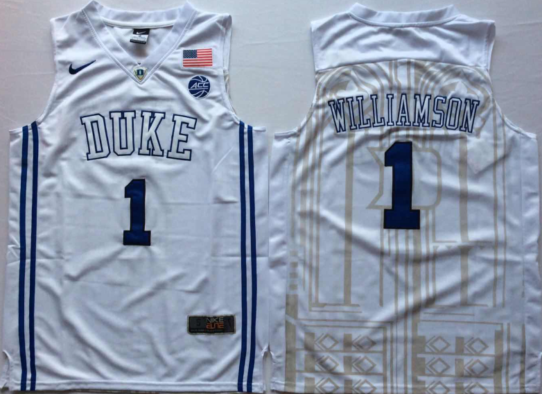 NCAA Men Duke Blue Devils White #1 WILLIAMSON->ncaa teams->NCAA Jersey